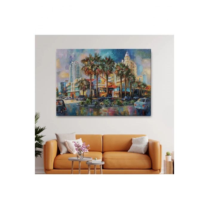 Yağmurdan Sonra Sevilen Sochi Şehrinin Mimari Manzara Kanvas Duvar Tablosu-1114