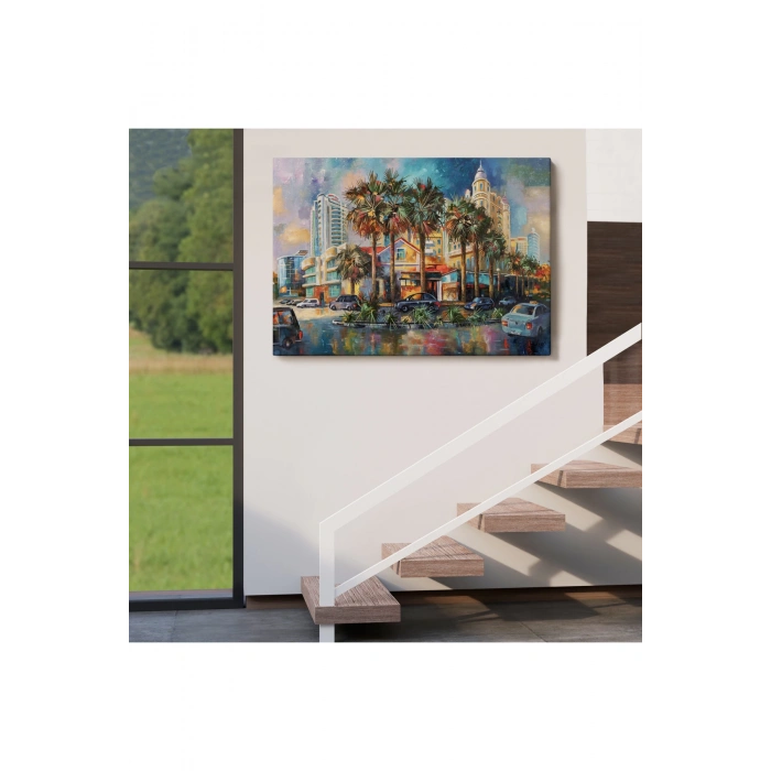 Yağmurdan Sonra Sevilen Sochi Şehrinin Mimari Manzara Kanvas Duvar Tablosu-1114