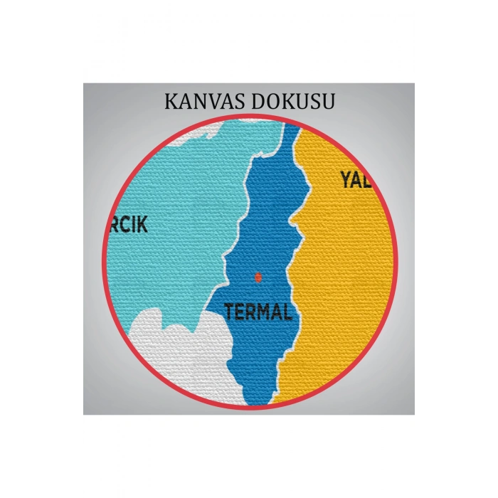 Yalova İli ve İlçeler Haritası  Dekoratif Kanvas Tablo 1481