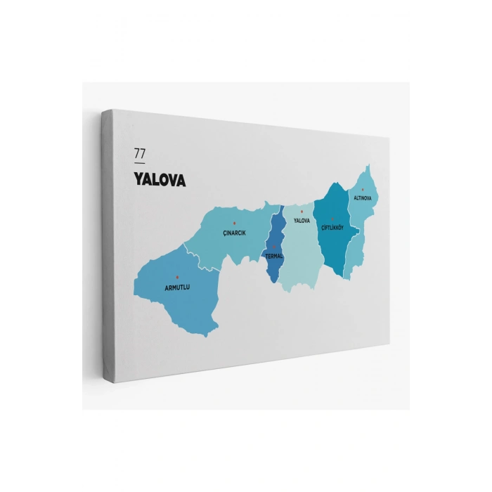 Yalova İli ve İlçeler Haritası  Dekoratif Kanvas Tablo 1483