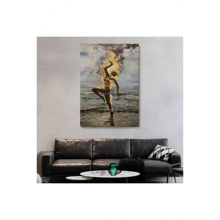 Yanarken Dans Eden Kadın Duvar Tablosu-6243