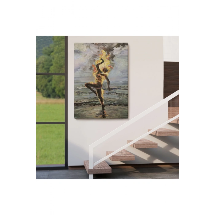 Yanarken Dans Eden Kadın Duvar Tablosu-6243