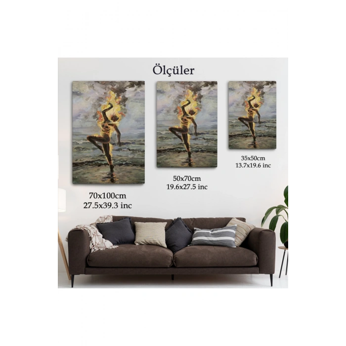 Yanarken Dans Eden Kadın Duvar Tablosu-6243