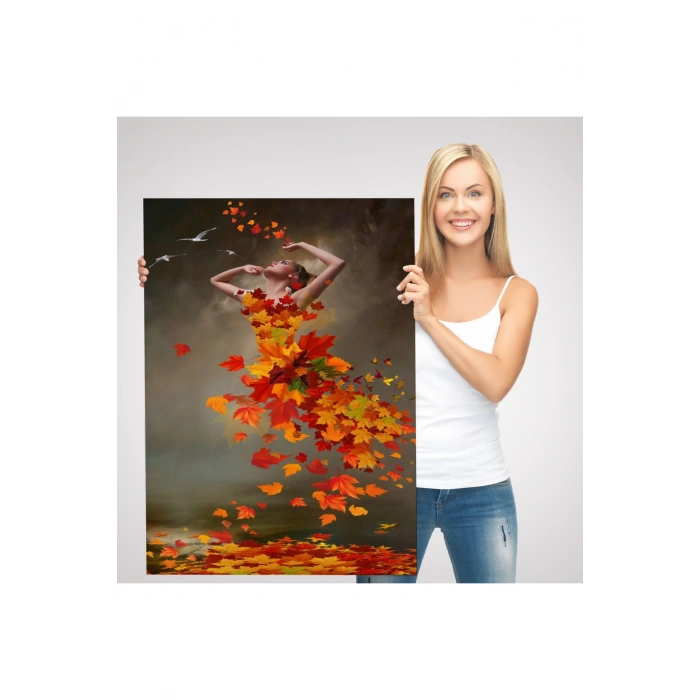 Yaprak Elbiseli Kadın Tablosu-6272