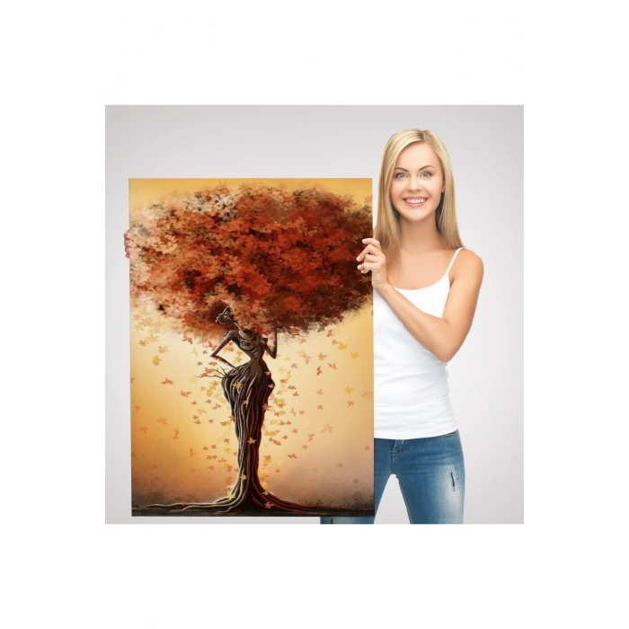 Yaprak Saçlı Afrikalı Ağaç Kadın Duvar Tablosu-6313