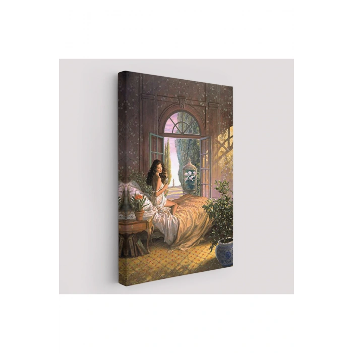 Yataktaki Güzel Kadın Dekoratif Duvar Tablosu-6340