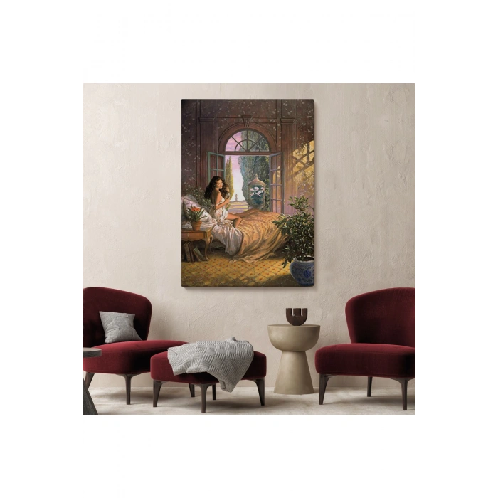 Yataktaki Güzel Kadın Dekoratif Duvar Tablosu-6340