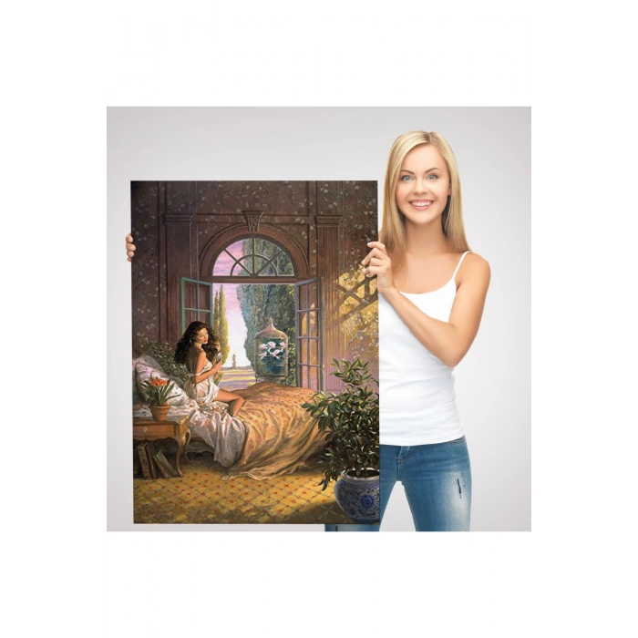 Yataktaki Güzel Kadın Dekoratif Duvar Tablosu-6340