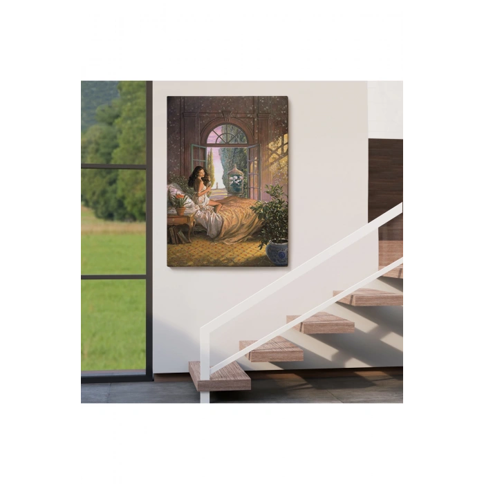 Yataktaki Güzel Kadın Dekoratif Duvar Tablosu-6340