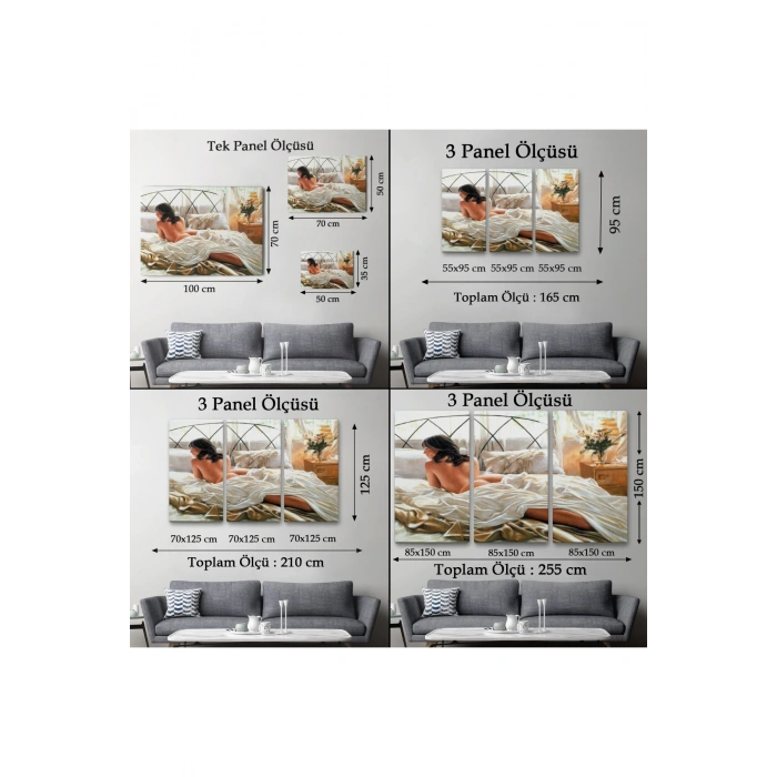 Yataktaki Güzel Kadın Dekoratif Duvar Tablosu-6607