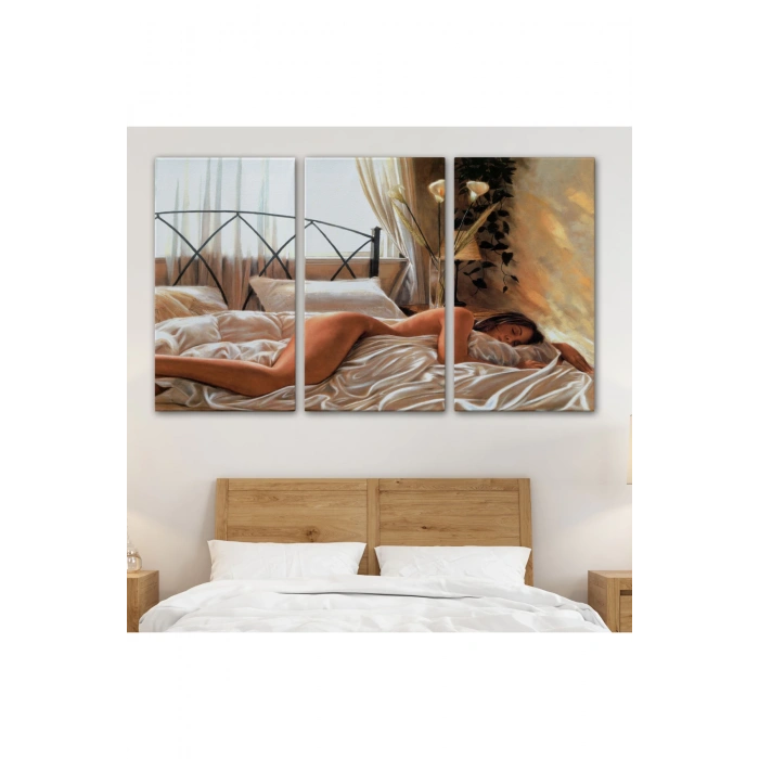 Yataktaki Güzel Kadın Dekoratif Duvar Tablosu-6617