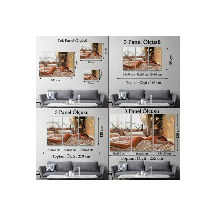 Yataktaki Güzel Kadın Dekoratif Duvar Tablosu-6617