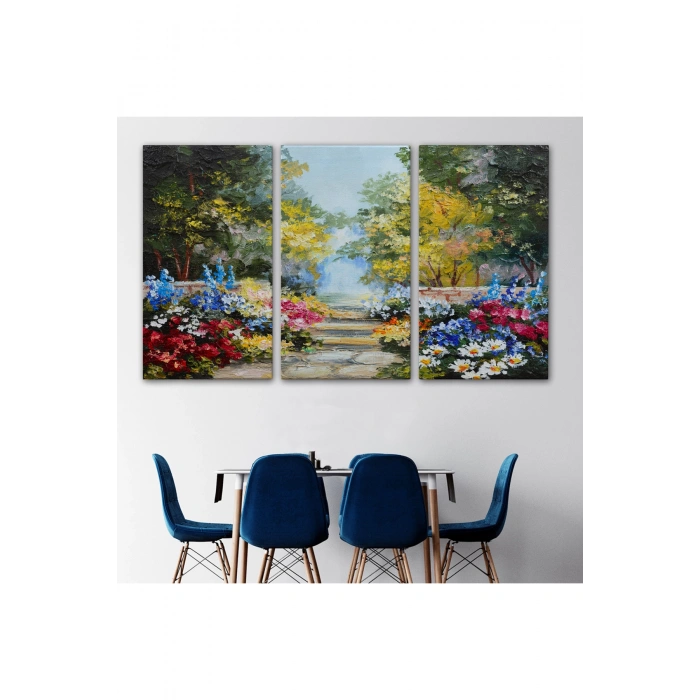 Yaz Ormanı ve Renkli Güzel Çiçekler Kanvas Duvar Tablosu-1190
