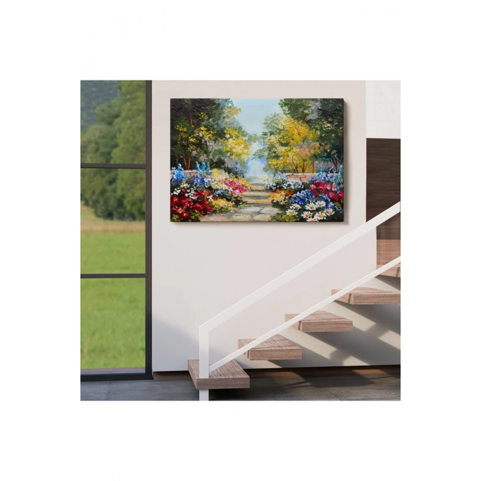 Yaz Ormanı ve Renkli Güzel Çiçekler Kanvas Duvar Tablosu-1190
