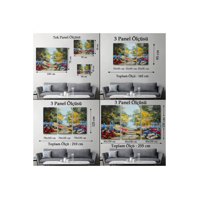 Yaz Ormanı ve Renkli Güzel Çiçekler Kanvas Duvar Tablosu-1190