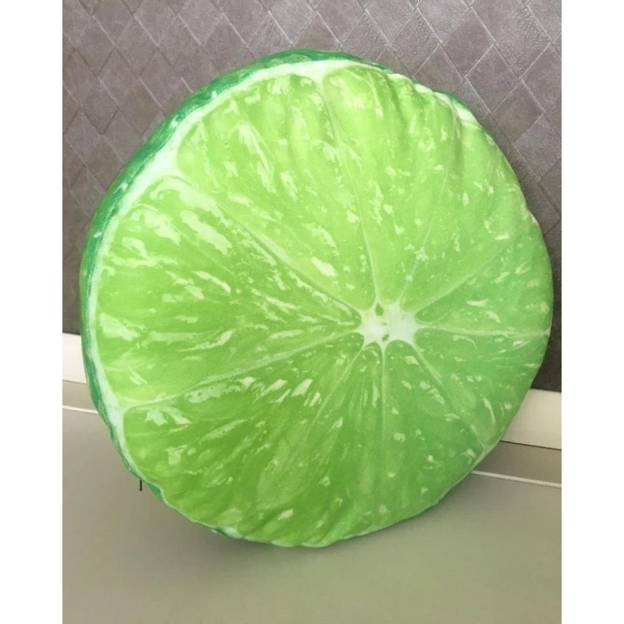 Yeşil Limon Desenli Dekoratif Çok Amaçlı Yer Bahçe Balkon Kamp Minderi Çapı 65 cm