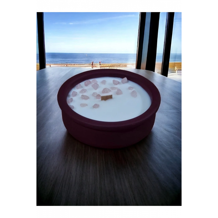 Ylang Ylang Kokulu Aromaterapi Mum, Ahşap Fitilli, Dekoratif Doğal Çömlek Mum