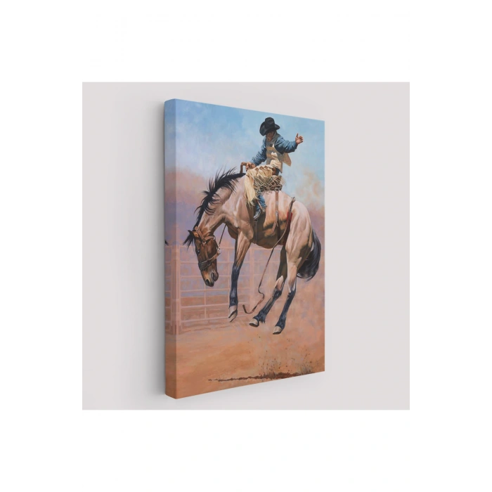 Zıplayan Atı İle Kovboy Tablosu-6249