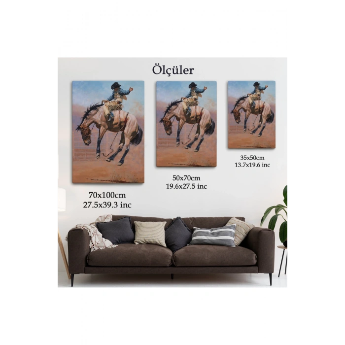 Zıplayan Atı İle Kovboy Tablosu-6249
