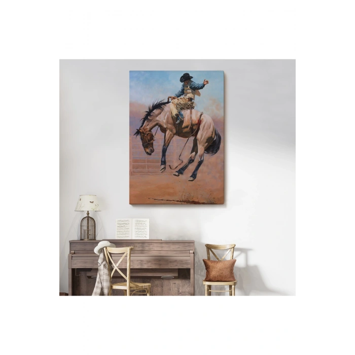 Zıplayan Atı İle Kovboy Tablosu-6249