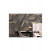 3D Görünümlü Altın Detaylı Geometrik Desen Duvar Kağıdı-5608
