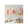 3’lü Tablo Minimal Şekiller ve Bitkiler Dekoratif Şık ve Modern Duvar Tablo Seti-BF-31