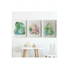 3’lü Tablo Sevimli Dinozor Dekoratif Duvar Tablo Seti-BZ-50