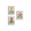 3’lü Tablo Sevimli Hayvanlar Temalı Dekoratif Şık ve Modern Duvar Tablo Seti-BH-33