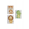 3’lü Tablo Sevimli Hayvanlar Temalı Koleksiyon Dekoratif Duvar Tablo Seti-BJ-35