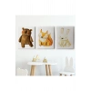 3’lü Tablo Sevimli Hayvanlar Temalı Koleksiyon Dekoratif Duvar Tablo Seti-BS-43