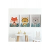 3’lü Tablo Sevimli Üç Hayvan Koleksiyonu Dekoratif Duvar Tablo Seti-BO-39