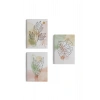 3’lü Tablo Suluboya Bitki Şekilleri Dekoratif Şık ve Modern Duvar Tablo Seti-BD-29