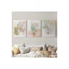 3’lü Tablo Suluboya Bitki Şekilleri Dekoratif Şık ve Modern Duvar Tablo Seti-BD-29