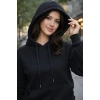 Kadın Oversize Premium 3 İplik Şardonlu Sweatshirt-Kapşonlu