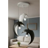 Siyah Beyaz Hilal Formlu 3lü Sarkıt Avize 25 x 20