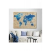 Ahşap Görünümlü Dünya Haritası Ayrıntılı ve Dekoratif Kanvas Tablo 1788