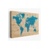 Ahşap Görünümlü Dünya Haritası Ayrıntılı ve Dekoratif Kanvas Tablo 1789