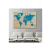 Ahşap Görünümlü Dünya Haritası Ayrıntılı ve Dekoratif Kanvas Tablo 1789