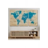 Ahşap Görünümlü Dünya Haritası Ayrıntılı ve Dekoratif Kanvas Tablo 1789