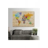 Ahşap Görünümlü Dünya Haritası Ayrıntılı ve Dekoratif Kanvas Tablo 1790