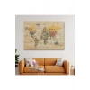 Ahşap Görünümlü Dünya Haritası Ayrıntılı ve Dekoratif Kanvas Tablo 1800