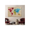 Ahşap Görünümlü Dünya Haritası Ayrıntılı ve Dekoratif Kanvas Tablo 1812