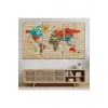 Ahşap Görünümlü Dünya Haritası Dekoratif Kanvas Tablo 2071