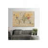 Ahşap Görünümlü Dünya Haritası Dekoratif Kanvas Tablo 2083