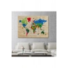 Ahşap Görünümlü Dünya Haritası Dekoratif Kanvas Tablo 2111