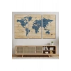 Ahşap Görünümlü Dünya Haritası Ülke Başkentli Kanvas Tablo 1843