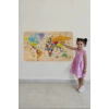 Ahşap Görünümlü Eğitici Detaylı Atlası Dünya Haritası Duvar Sticker -60x105-3842