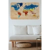 Ahşap Görünümlü Eğitici Detaylı Atlası Dünya Haritası Duvar Sticker -60x105-3856