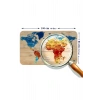 Ahşap Görünümlü Eğitici Detaylı Atlası Dünya Haritası Duvar Sticker -60x105-3856
