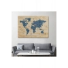 Ahşap Görünümlü Türkçe Dünya Haritası Ülke Başkentli Kanvas Tablo 1842